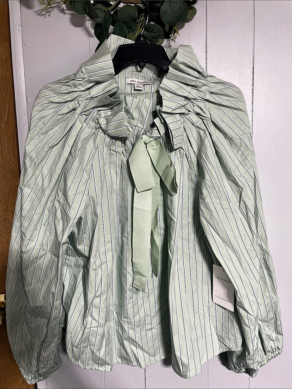 Free Assembly Striped Utility Jacket in Green & White Size Large NWT